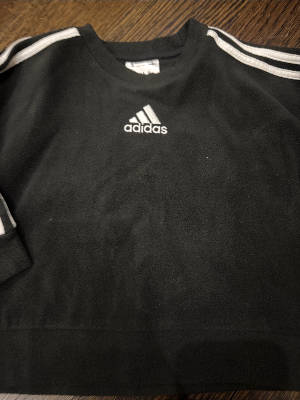 adidas Kids Black Sweatshirt & Joggers Set with White Stripes fleece - Picture 2 of 4